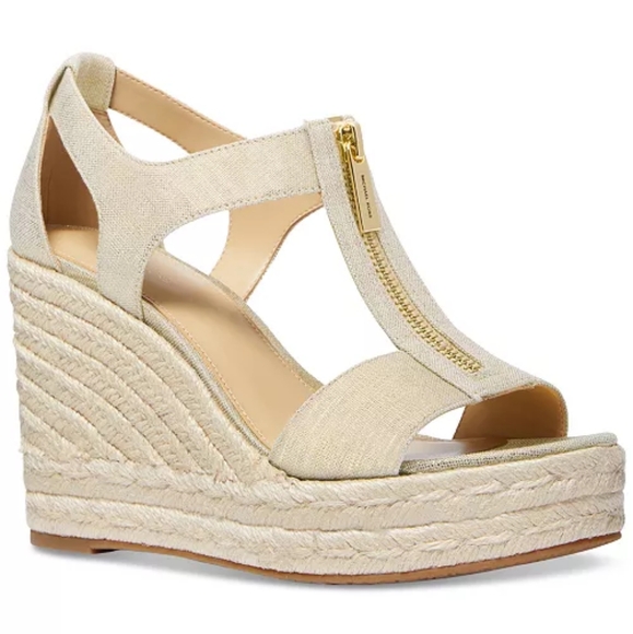 Michael Kors Berkley Zipper Espadrille Platform Wedge Sandals size 9 - Picture 1 of 13